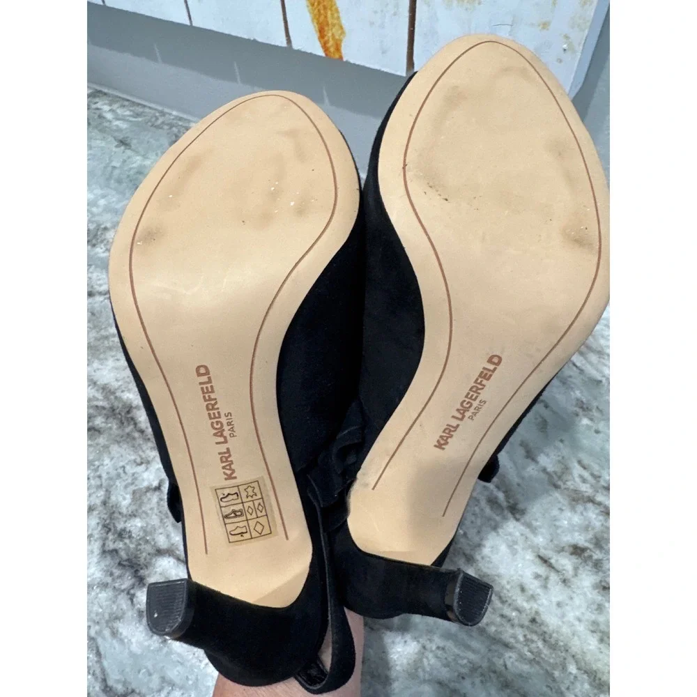 Karl Lagerfeld Paris Lanka ruffled suede slingback 4